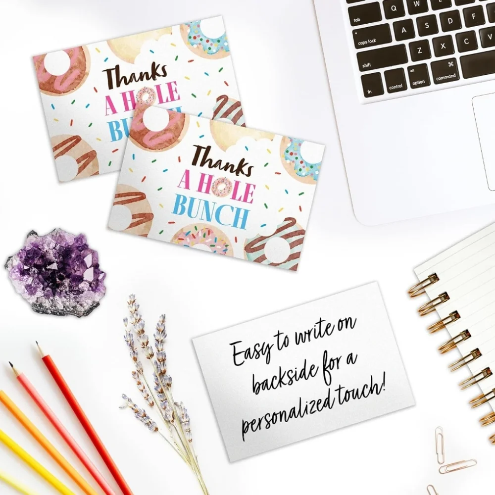 50 4x6 Donuts Thank You Insert Cards